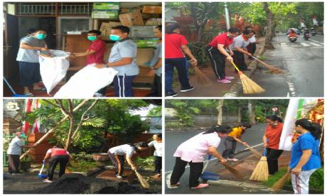 Kerja Bakti di Area Kantor Balitbang Kota Denpasar
