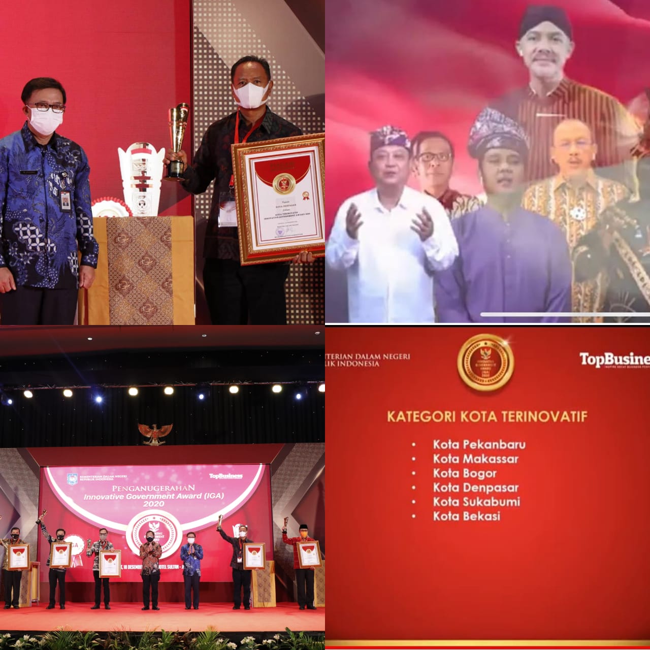 Kota Denpasar kembali meraih penghargaan sebagai Kota Terinovatif se-Indonesia IGA 2020
